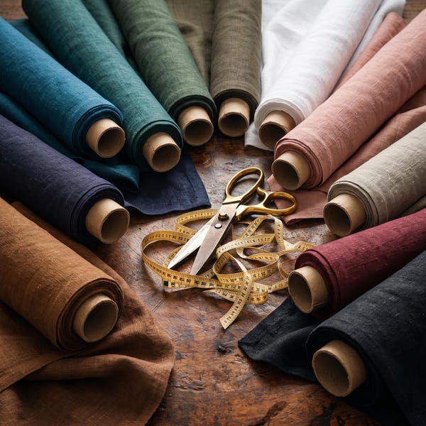 European Linen Fabric by the Yard, 195gsm, Sandwashed, 100% Flax Linen, 57 Inch Wide, for Dressmaking and Garment Sewing
