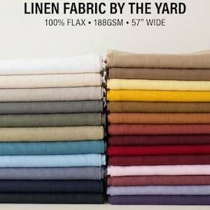 Tela de lino de peso medio cortada a medida, 100 % lino, 188 g/m², 145 cm/57 pulgadas de ancho, para costura, confección, bordado y mantelería.