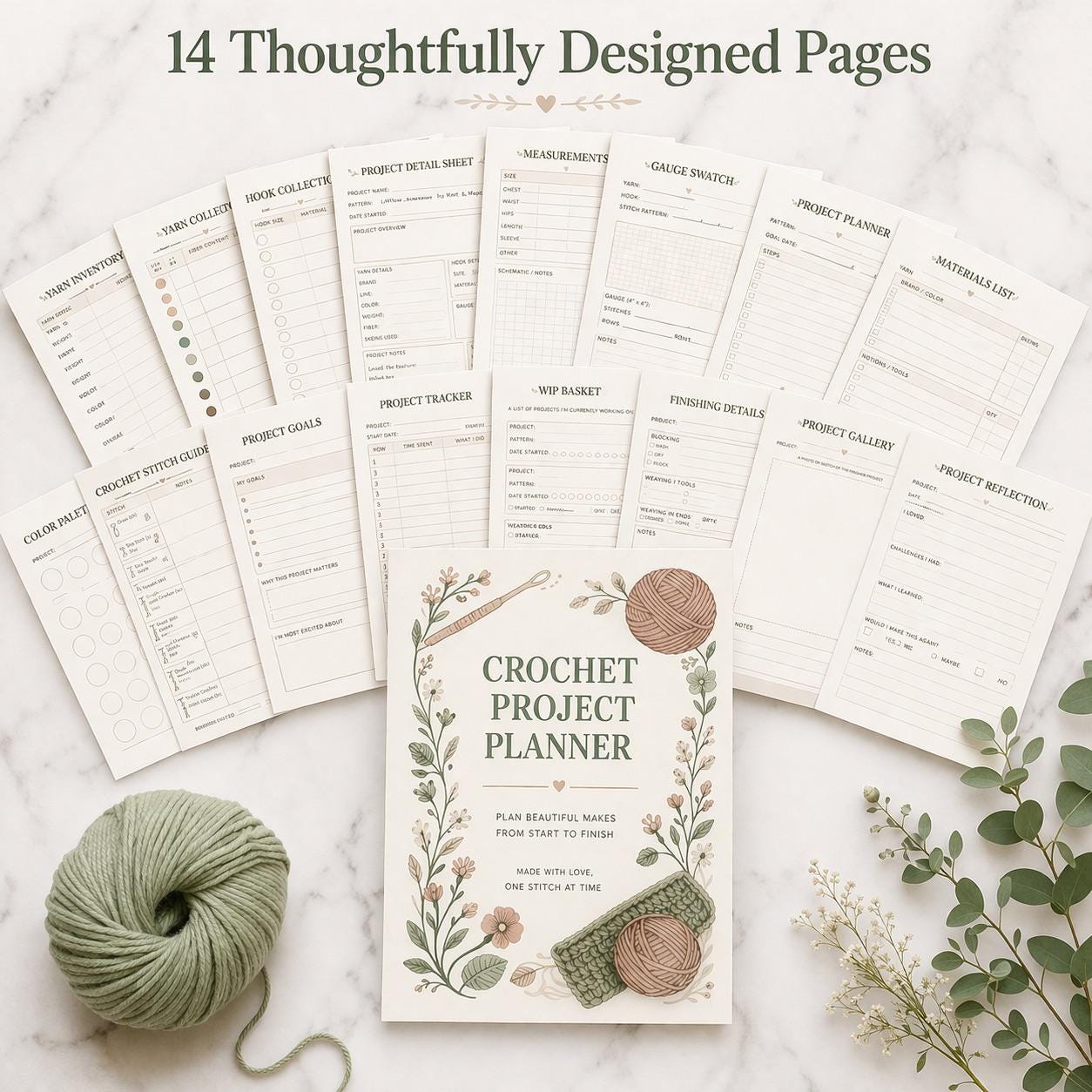 Crochet Project Planner Printable PDF | Yarn Tracker WIP Log Digital ...