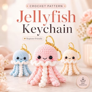 Crochet Jellyfish Keychain Pattern PDF, Amigurumi Sea Animal Bag Charm, Beginner Friendly Crochet Tutorial, Small Cute Gift Download