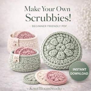 Reusable Face Scrubbies Crochet Pattern with Basket | Eco Friendly Bathroom Set | Zero Waste Crochet PDF