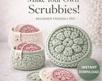Reusable Face Scrubbies Crochet Pattern + Basket | Cotton Face Pads | Zero Waste Bathroom Set | Intermediate Level PDF | Instant Download