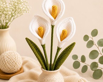 Crochet Calla Lily Flower Pattern PDF | Easy Floral Crochet Tutorial, Realistic Crochet Flowers, Wedding Decor, Instant Download