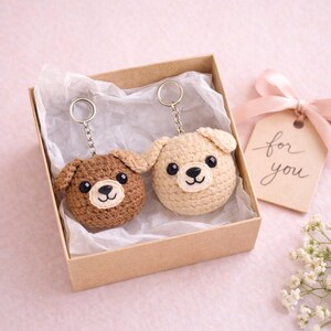 Puppy Face Crochet Keychain Pattern PDF | Beginner Amigurumi Dog Keyring | Instant Download Dog Toy Bag Charm Crochet Pattern