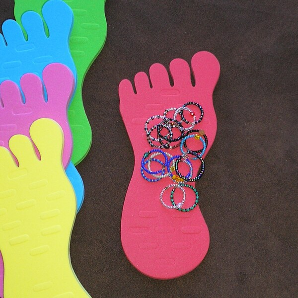 Colorful Beaded TOE RINGS - one dozen (12)  toe rings plus free display pad