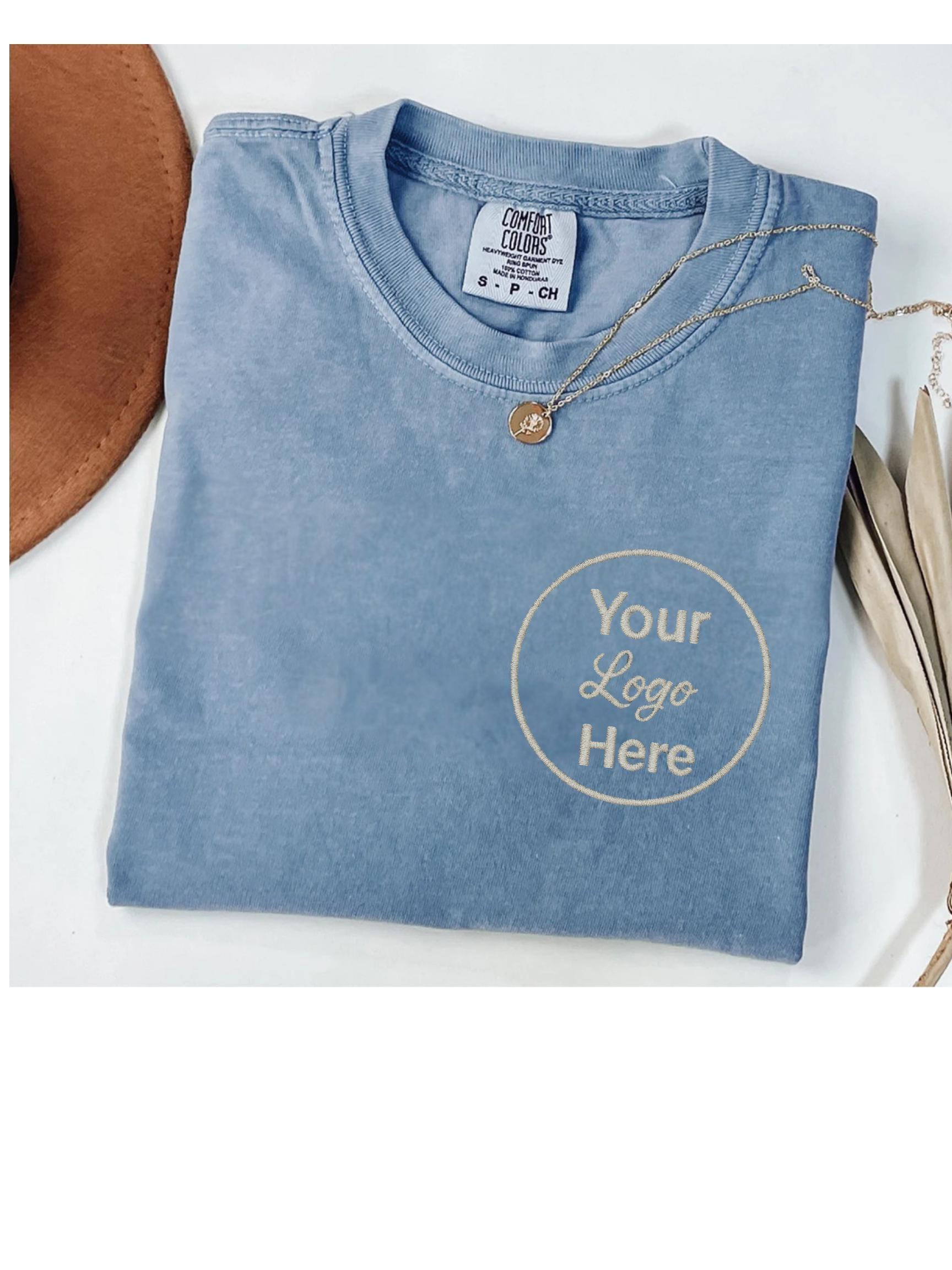 Embroidered Comfort Colors Pocket T-Shirt, Custom Logo Tee
