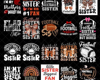 Football Schwester PNG-Bundle | Kleine Schwester Größter Fan Spieltag Sublimation Digitaler Download