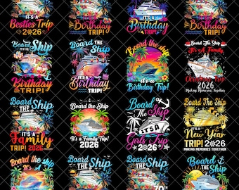 Paquete PNG "Aborda el barco", diseños de camisetas para viajes en crucero 2026, sublimación PNG de amigos, mejores amigos, cumpleaños, familia, graduación, crucero