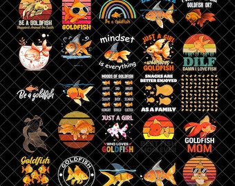 Goldfisch Png-Bundle, Goldfisch Clipart Vorlage, Fisch Png, Sofortiger Download Vektor-Png-Datei, Meer Clipart, Schnittdatei für Cricut und Silhouette