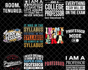 Lustiger Professor Png-Bundle, College-Lehrer-Zitate PNG, Abschluss-Sublimationsdesigns, ordentlicher Professor Shirt Png, Lehrplan Humor Png