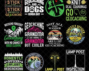 Lustiges Geocaching Shirt Bundle, Wandern GPS Abenteuer Geschenke, Geocaching Oma, ich bin nicht verloren, Lamp Post Team T-Shirt Designs