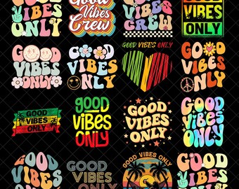 Good Vibes Only png bündel, lustiger Sommer png, tropische Blumen png, glückliches Zitat Png, inspirierendes T-Shirt-Design, trendige Sublimationsdatei