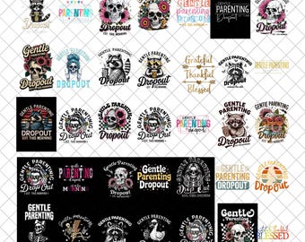 Sanfte Elternschaft Dropout PNG Bundle, lustige Mama Schädel Sublimationsdesigns, Grunge Retro Digital, sanfte Elternschaft Png, Sofort Download