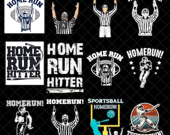 Lustiges Home Run Baseball Fußball-Schiedsrichter PNG Bundle, Sport Digital Download, Spieltag PNG, Sportshirt Sublimationsdesign