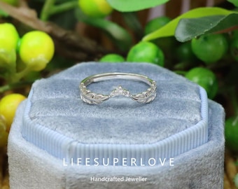 S925 Silver Feather Ring Women's Minimalist Wheat Ring Finger Ring