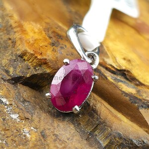Natural Ruby Pendant in 14K Gold, 9K Gold, or 925 Silver, Oval Bezel Set Necklace Charm, Minimalist July Birthstone Gift