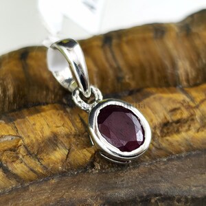 Natural Ruby Pendant in 14K Gold, 9K Gold, or 925 Silver, Oval Bezel Set Necklace Charm, Minimalist July Birthstone Gift
