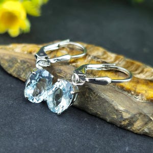 Natural Aquamarine Gemstone Dangle Earrings In 925 Sterling Silver Jewelry
