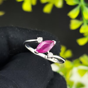 Marquise Ruby Ring - Diamond Jewelry - 925 Sterling Silver - July Birthstone