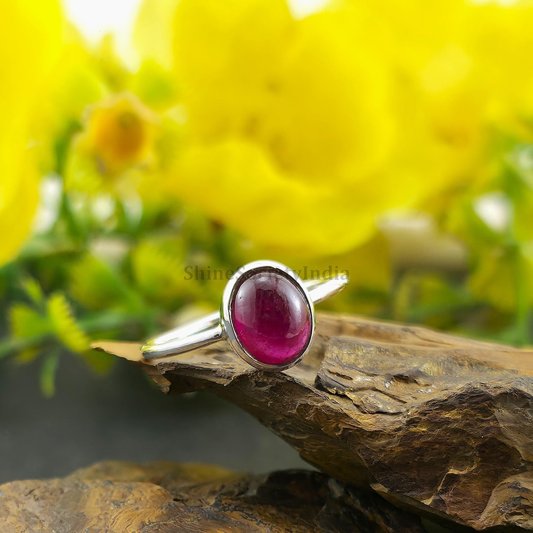 14K Solid Gold Natural Ruby Ring: July Birthstone Stacking Ring - Etsy