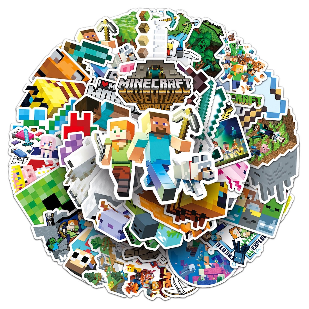 Minecraft Sticker Pack 50pcs, Cartoon Game Character Stickers ...