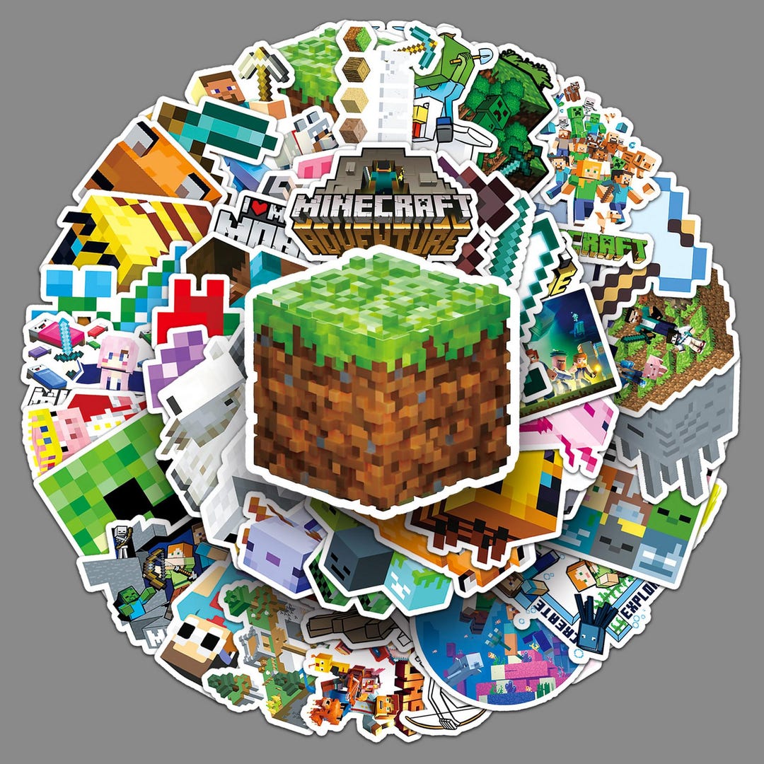 Minecraft Sticker Pack 50pcs, Cartoon Game Graffiti Stickers