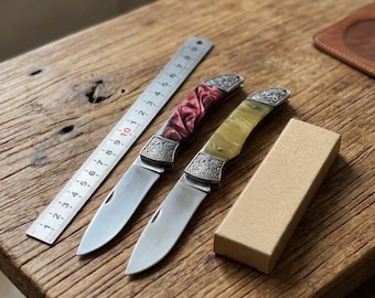 Navaja de bolsillo hecha a mano, navaja plegable personalizada, regalo para padrinos de boda,