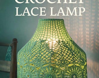 Handmade Crochet Lace Lamp Shade | Green Floral Boho Decor (PDF Pattern)