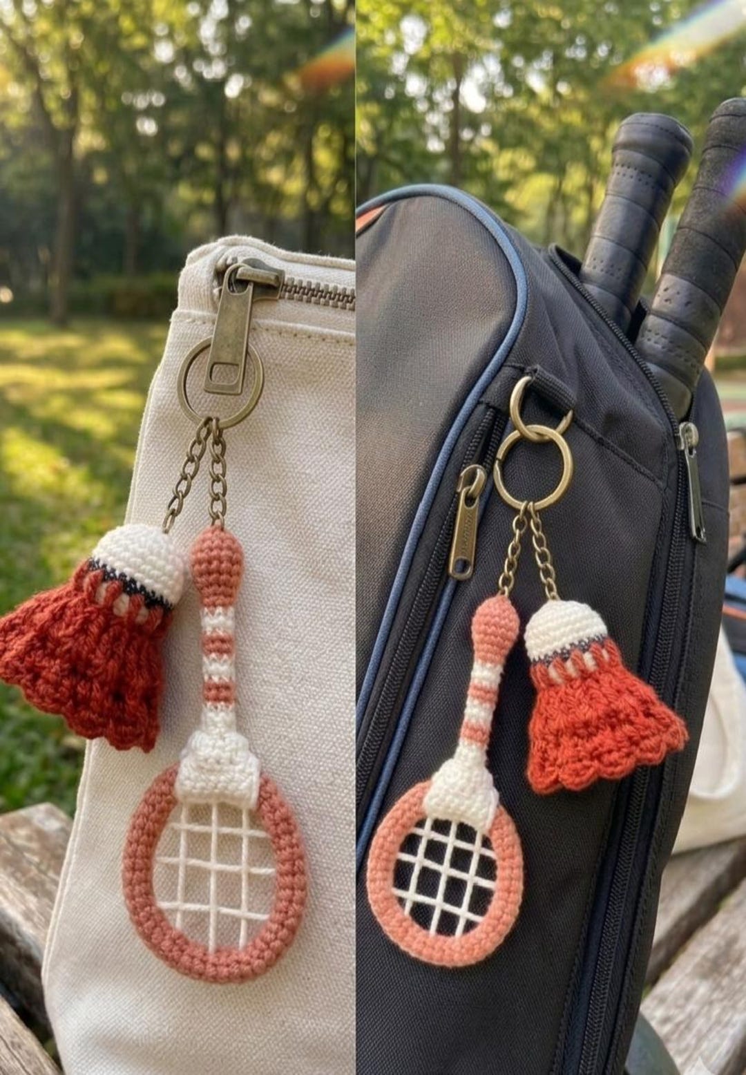 Crochet Tennis Racket & Shuttlecock Keychain Pattern | Sporty Amigurumi ...