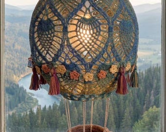Crochet Hot Air Balloon Lamp Pattern PDF – Baby Nursery Hanging Light Decor