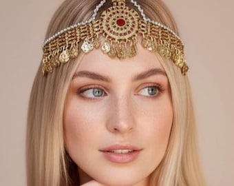 Accessorio per capelli tribale Kuchi, copricapo boho fatto a mano / corona da festival zingaro / gioiello per capelli tradizionale