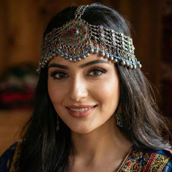 Vintage Kuchi Headpiece: Afghan Tribal Hair Jewelry Remarkable Vintage Afghan Kuchi Headpiece Hair Jewelry  main image 4