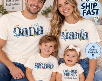 Family Matching Under the Sea Birthday Shirts, Pastel Ocean Theme, Neutral 1st 2nd 3rd Birthday Outfit, Oneder the Sea Boys Birthday Shirt