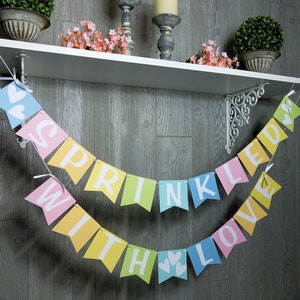 Sprinkled With Love Banner, Rainbow Baby Sprinkle Decor, Ombre Baby Shower Garland, Welcome Baby Banner, Rainbow Baby image 3