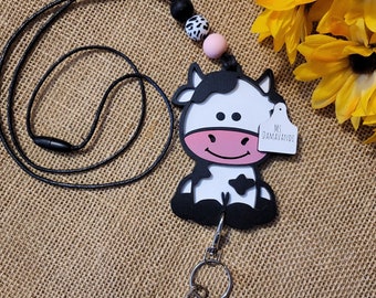 Cute Cow Lanyard, Teachers Lanyard For Keys and ID, Gift For Teacher, Student, Doctor, Dentist, Day Care Workers