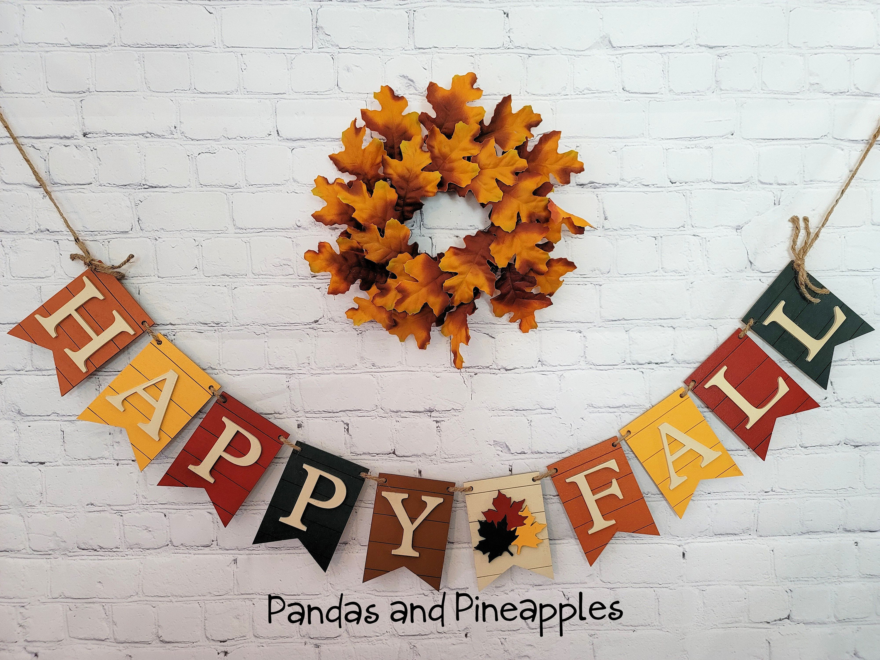 Happy Fall Wood Banner Fall Garland Decor Happy Fall Sign Etsy Happy Fall Wood Banner Fall Garland Decor Happy Fall Sign Etsy