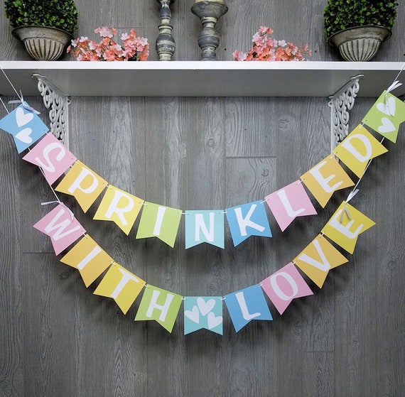Sprinkled With Love Banner, Rainbow Baby Sprinkle Decor, Ombre Baby Shower Garland, Welcome Baby Banner, Rainbow Baby Il_570xn