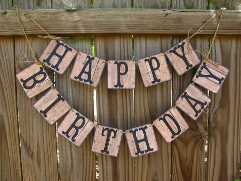Barn Wood Look Birthday Banner, Personalized birthday, Rustic Party Decor, Cowboy Theme Party, 80th Birthday, Gender Neutral Party Decor image 1