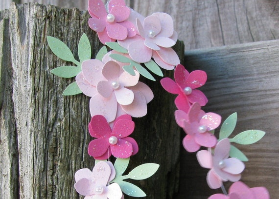 paper flower garland petite floral chain custom color paper etsy flower paper chain