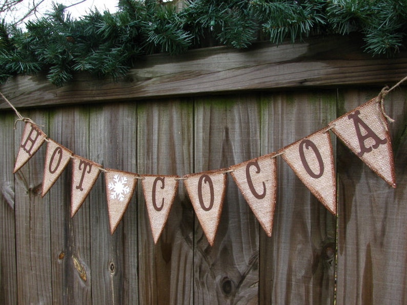 Kids Christmas Photos Hot Cocoa Party Holiday Banner Burlap Christmas Decor Winter Snowflake Decor Cutest Hot Cocoa Stand Banner