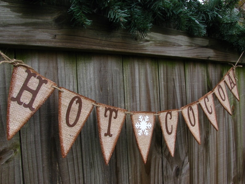 Kids Christmas Photos Hot Cocoa Party Holiday Banner Burlap Christmas Decor Winter Snowflake Decor Cutest Hot Cocoa Stand Banner