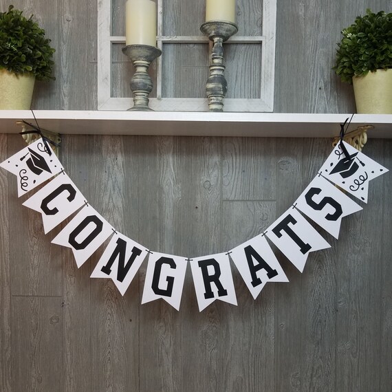 Graduation Banner Congrats Banner Done Congratulations Black