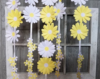 Paper Daisy Chain, Wedding Garland, Wedding Flowers, Tea Party Decor, Garden Party Decor, Paper Flowers, Wedding Backdrop, Bridal Shower