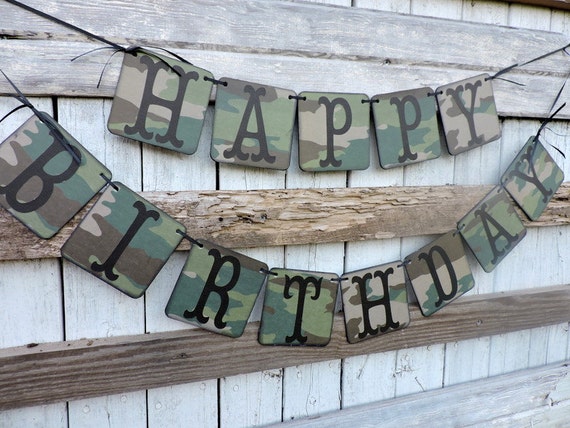 Camo Birthday Banner, Military Birthday, Deer Hunters, Retirement, Baby shower, Welcome Home, Just Hitched, custom add a name Il_570xn