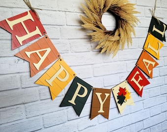 Wood Fall Banner, Fall Decor, Happy Fall Garland, Fall Mantle Decor, Fall Decor Ideas, Fall Bunting