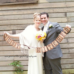 Rustic Burlap Wedding Decor, Just Hitched Banner, Just Married, We Eloped, Just Married, image 2