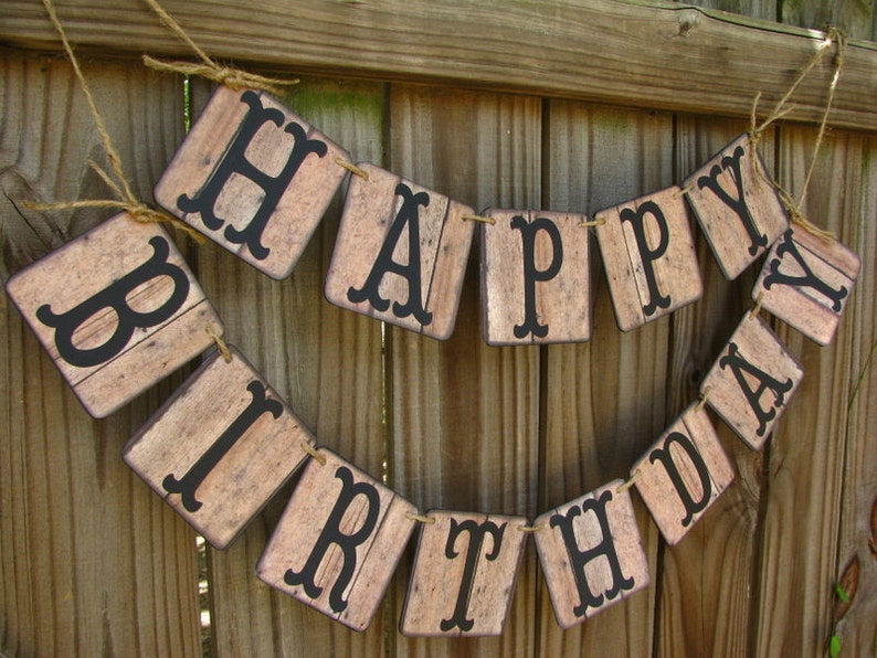 Barn Wood Look Birthday Banner, Personalized birthday, Rustic Party Decor, Cowboy Theme Party, 80th Birthday, Gender Neutral Party Decor image 2