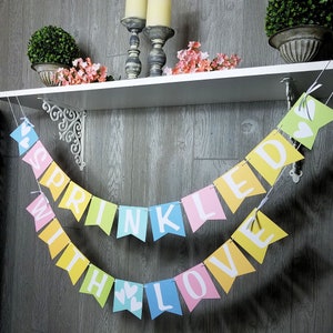 Sprinkled With Love Banner, Rainbow Baby Sprinkle Decor, Ombre Baby Shower Garland, Welcome Baby Banner, Rainbow Baby image 2