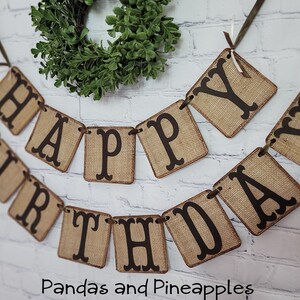Burlap Happy Birthday Banner, Rustic Party Decor, First Birthday, Personalized Birthday Banner image 3