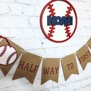 Half Way To First Banner, Baseball Garland, 1/2 Birthday Decor, 6 Month Birthday, Sports Banner, Baseball Wall Hanging